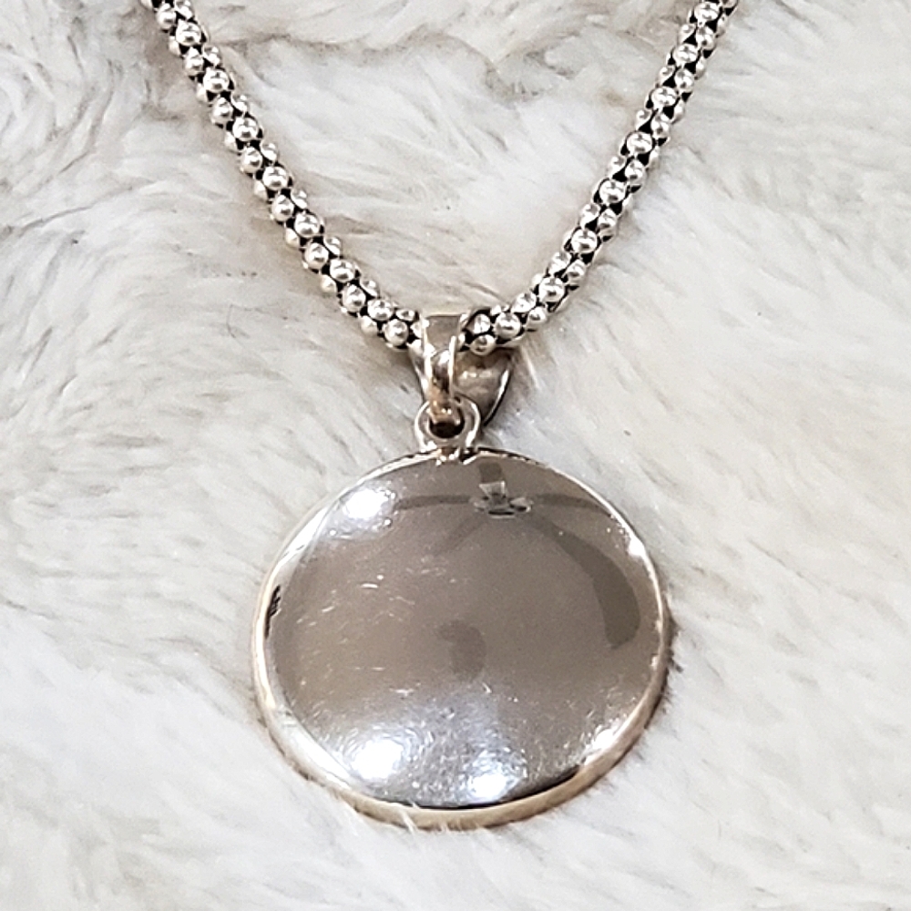 Silpada 925 Sterling Silver Circle Pendant Popcorn Necklace